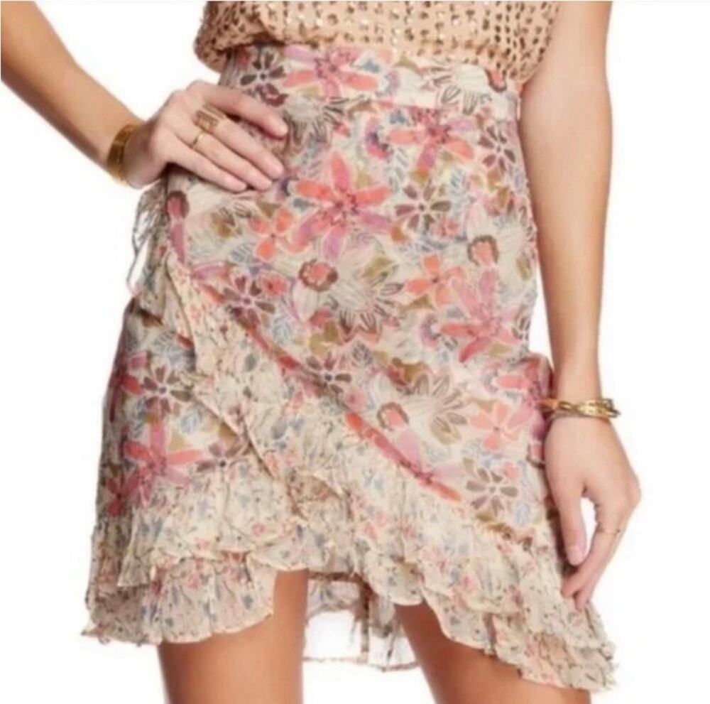 Free People Around The World Ruffle Skirt Size 6